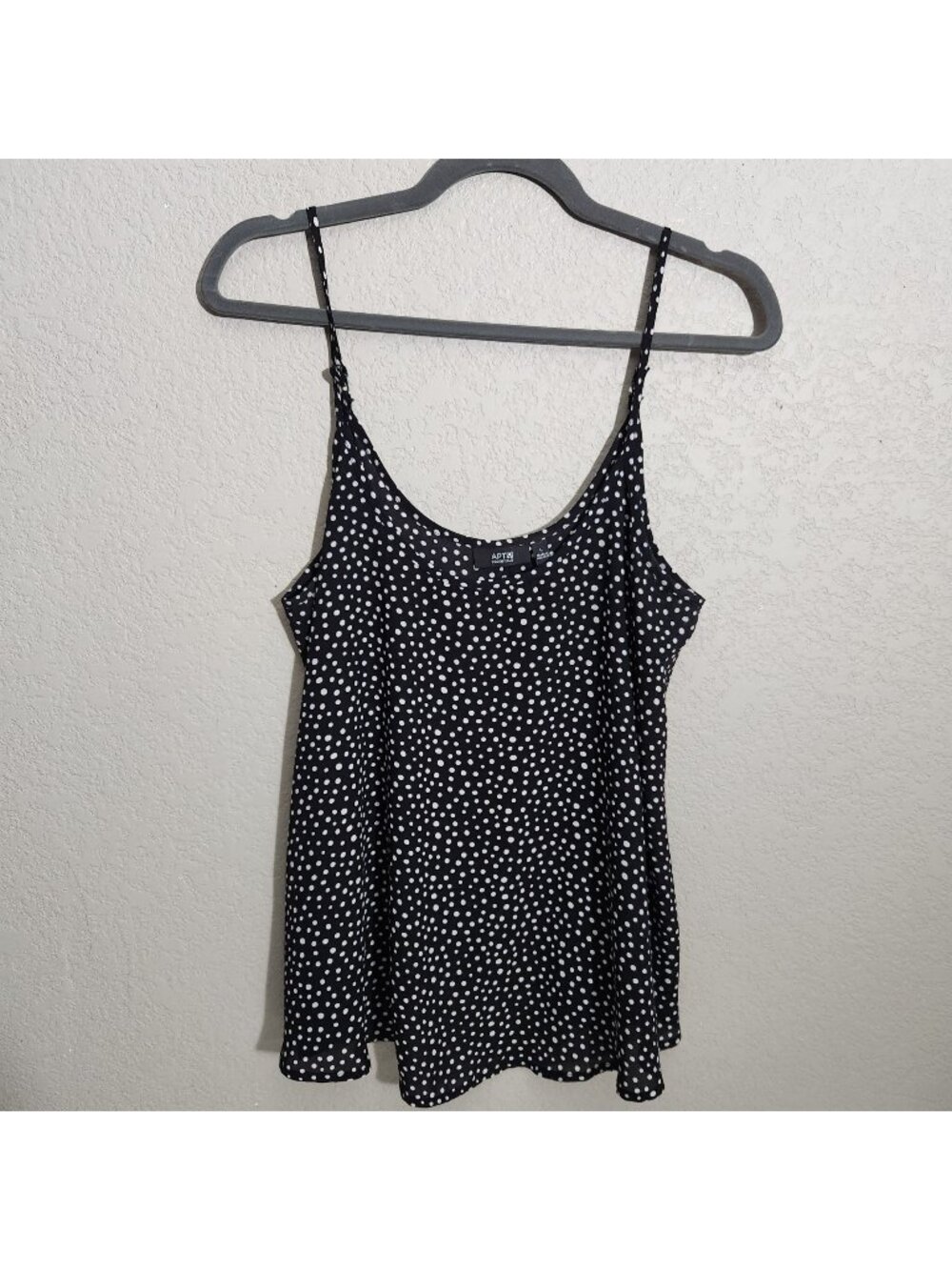 Apt 9 Tank Top Cami Black Polka Dot Large